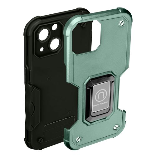 Coque iPhone 14 Plus Antichoc Hybride avec Anneau Support Magnétique Avizar Vert