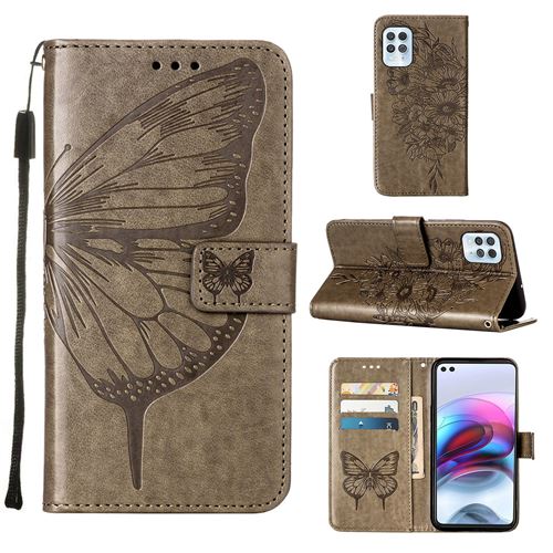MPFRANCE Housse pour Motorola Moto G100/Edge S Gris [Papillon V3]
