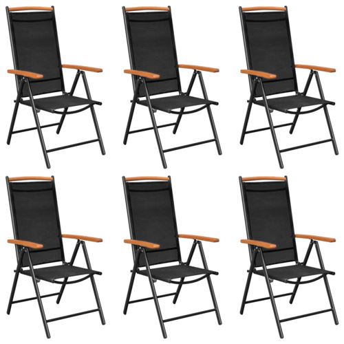Vidaxl Noir Chaises De Jardin Pliables Lot De 6 Textilène - Image 2