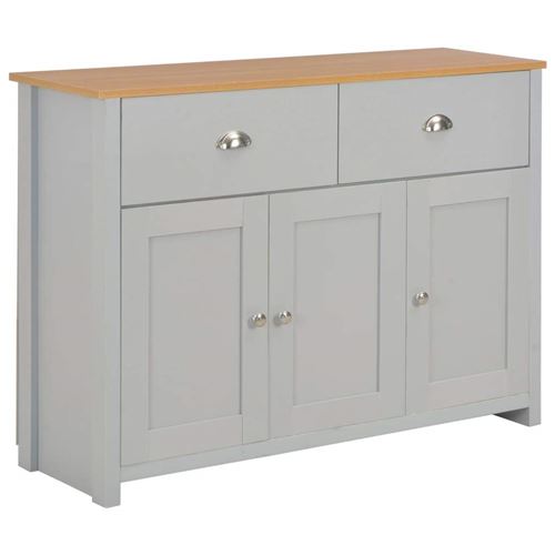 Buffet bahut armoire console meuble de rangement gris 112 cm