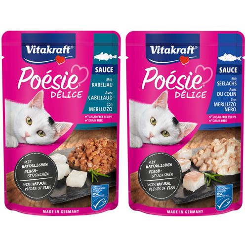 Vitkraft Poésie Multipack Délice - Assortiment de pochons Poisson en sauce