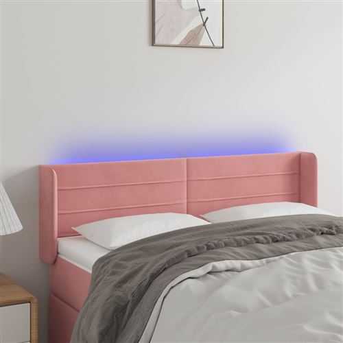 vidaXL Tête de lit à LED Rose 147x16x78/88 cm Velours3123429