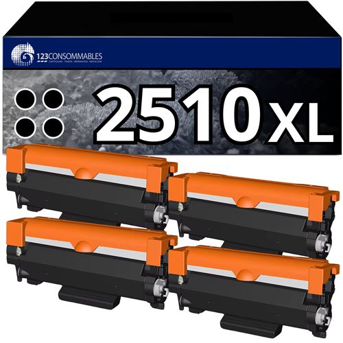 Non Communiqué Noir Pack 4 Toners Compatibles Brother Tn2510xl