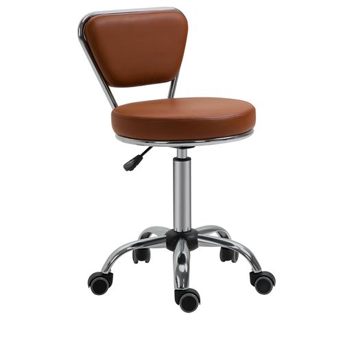 HOMCOM Tabouret de massage travail Vintage marron chromé  dim. 45l x 47P x 88H cm marron-AOSOM.fr