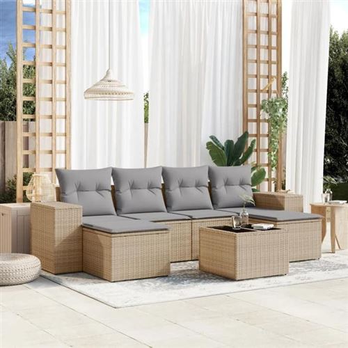 Non Communiqué Beige Salon De Jardin Modulable Vidaxl Rotin 7 Pieces 62 X 55 X 69 Cm