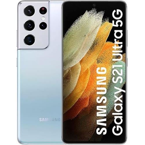Samsung Galaxy S21 Ultra 5G - 5G smartphone - double SIM - RAM 12 Go / Mémoire interne 256 Go - OLED display - 6.8"" - 3200 x 1440 pixels (120 Hz) - 4x caméras arrière 12 MP, 108 MP, 10 MP, 10 MP - front camera 40 MP - argent fantôme État correct - Samsung reconditionné disponible sur Fnac