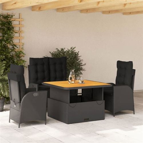 Vidaxl Noir Ensemble À Manger 4 Pcs - Image 2