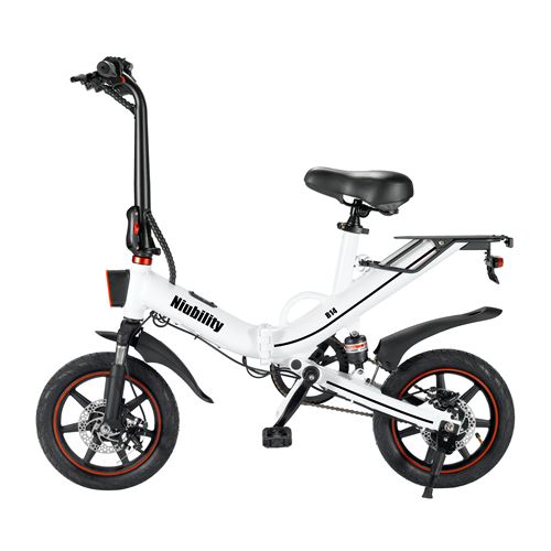 Vélo électrique pliant Niubility B14 14 pouces, 48V, 15ah, 80KM d'autonomie nouveau 400W Blanc