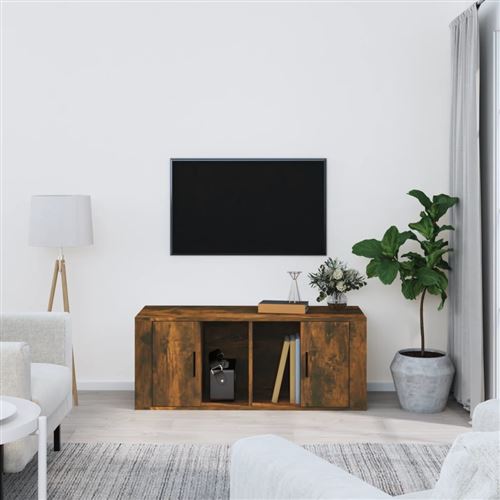 Non Communiqué Marron Vidaxl Meuble Tv Chêne Fumé 100X35x40 Cm Bois D'ingénierie816805