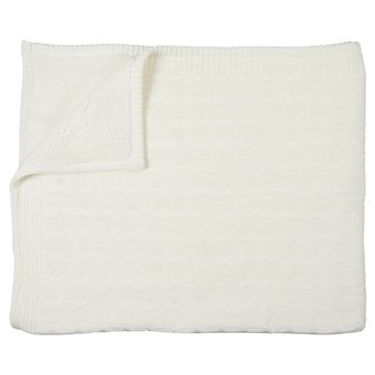 Plaid 120x150cmm Torsadé Crème et Sherpa - ELINA - ALTOBUY - 1