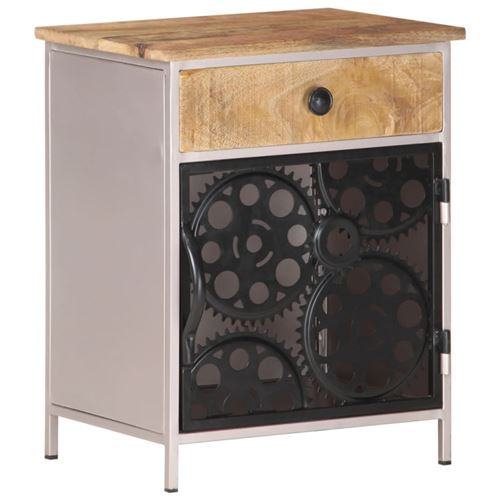 Non Communiqué Brun Table De Chevet 40X30x50 Cm Bois De Manguier Brut