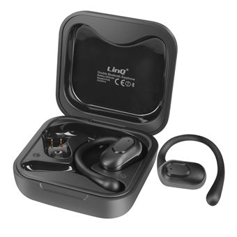 Écouteurs Bluetooth Sport Conduction Aérienne avec Boîtier de Charge LinQ Noir - 1
