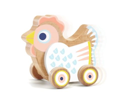 Jouet à pousser Djeco Boîte à musique BabySing Poule en bois