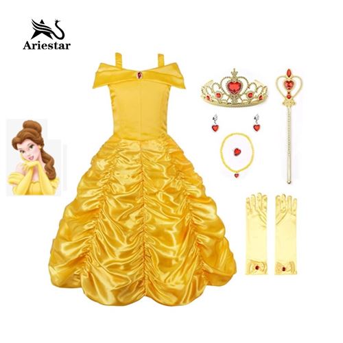 Ensemble déguisement enfant fille Ariestar® costume robe Princesse Belle taille 110CM pour fête Halloween Carnaval Party Noël