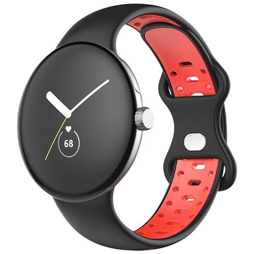 Avizar Noir/Rouge Bracelet Pour Google Pixel Watch Silicone Bicolore Souple Et - Image 3
