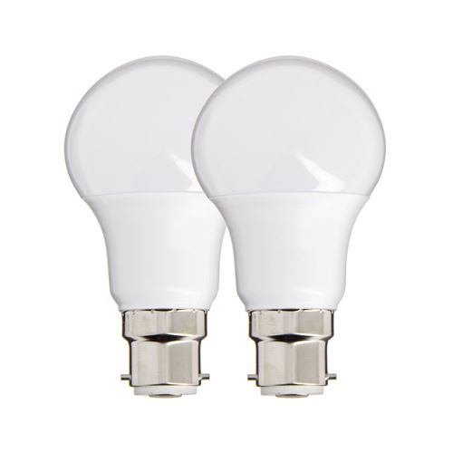 Lot de 2 Ampoules LED A60, culot B22, 10W cons. (60W eq.), lumière blanc chaud