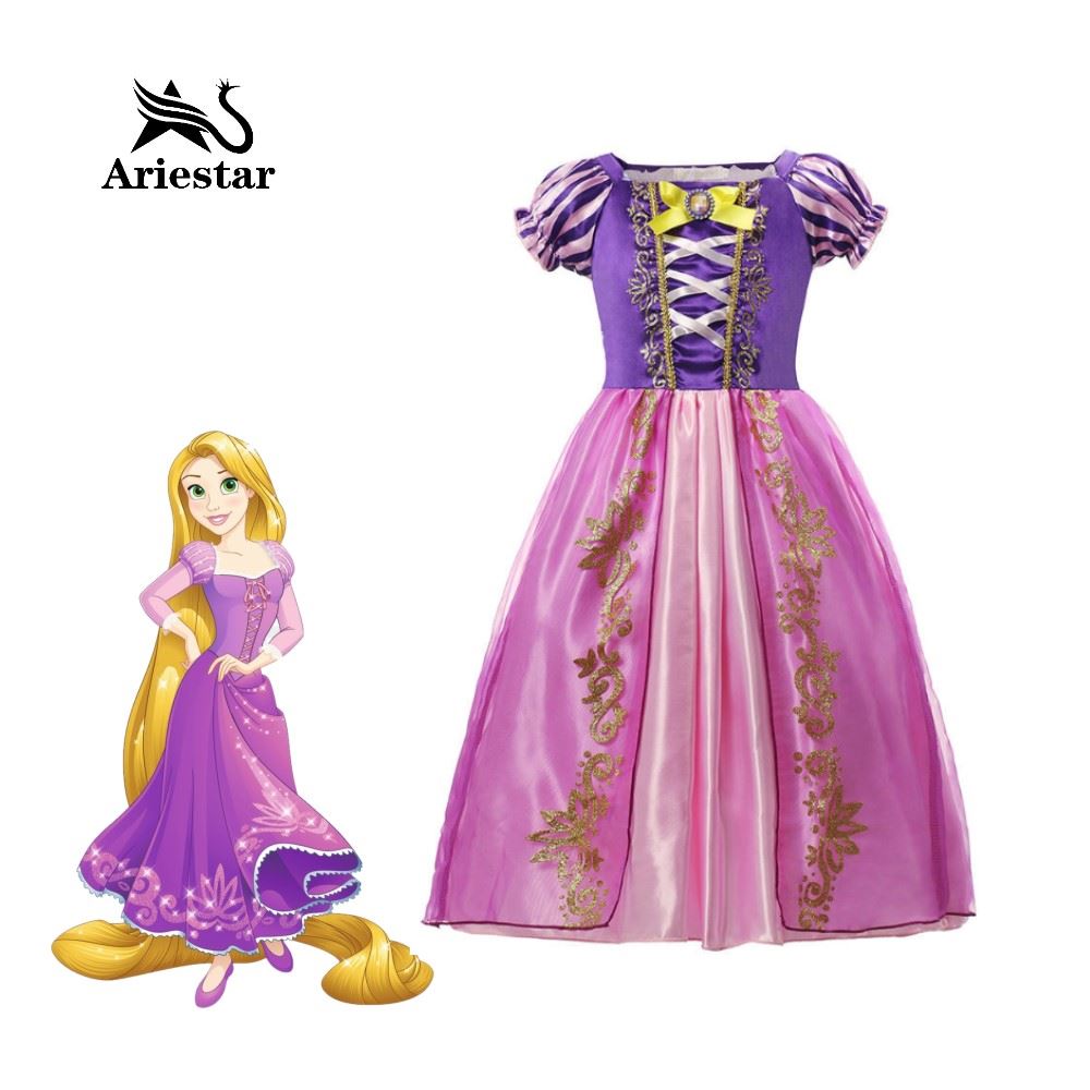 Déguisement Princesse Raiponce – Robe, Couronne Et Baguette – Manches Bouffantes – Enfant 3-10 Ans – Halloween/anniversaire