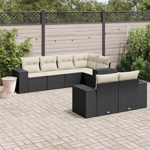 Non Communiqué Noir Salon De Jardin Vidaxl Rotin 7 Personnes 7 Pieces
