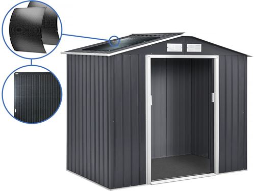 Abri de jardin m&eacute;tal - vegas - 5.29 m&sup2; avec panneaux solaires 