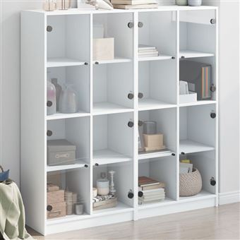 vidaXL Bibliothèque avec portes blanc 136x37x142 cm bois d'ingénierie3206517 - 1