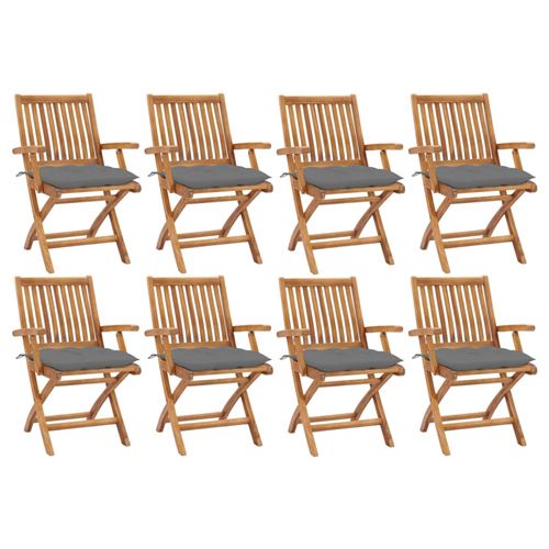 Non Communiqué Vidaxl Chaises Pliables De Jardin Avec Coussins 8 Pcs Teck Solide