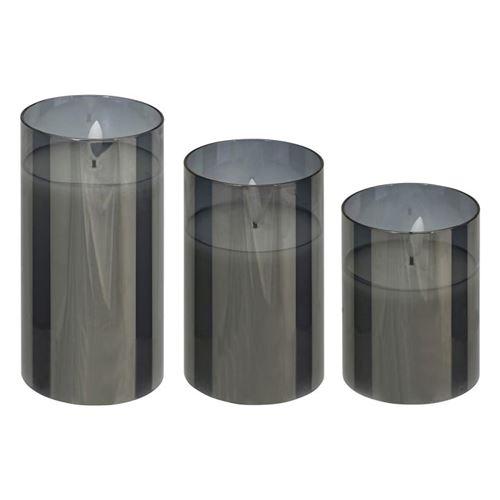 Non Communiqué Noir Atmosphera Créateur D'intérieur - Lot De 3 Bougies Led En Verre "Sena" 15Cm