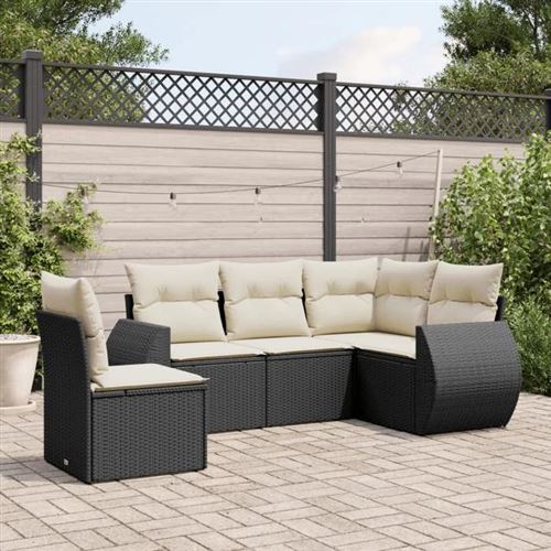 Vidaxl Noir Ensemble De Jardin 5 Pcs - Résine Tressée - Image 3
