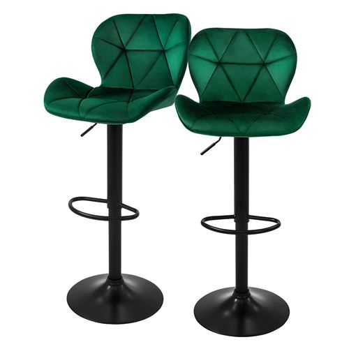 ML-Design - Tabourets de bar - Velours - Vert - Lot de 2 - Image 3