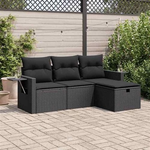 Non Communiqué Noir Vidaxl Resine Tressee 4 Pieces Salon De Jardin Modulable X 62 X 69 4 Personnes