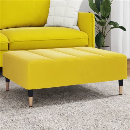 vidaXL - Pouf - Velours - Jaune - 77x55x31 cm - Image 2