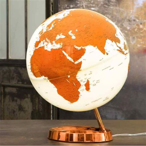 Globe terrestre de design 30 cm lumineux textes en anglais VISION WHITE