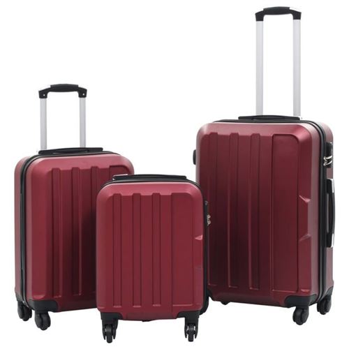 Non Communiqué Rouge Vidaxl Valise Rigide 3 Pcs Bordeaux Abs 91874