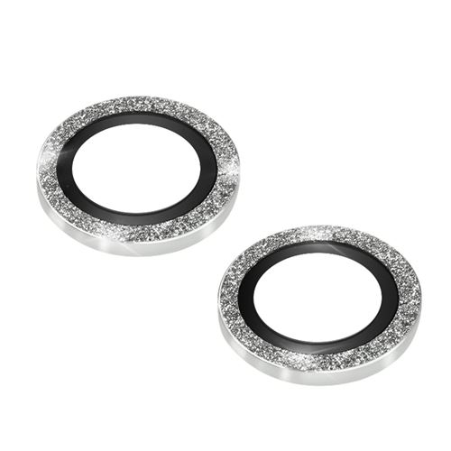 Film caméra pour iPhone 14 et 14 Plus Verre trempé 9H 0.2mm Contour pailleté Avizar argent