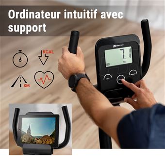 Hop Sport Velo d appartement semi allonge Root HS 040L Roue d inertie 9 5 kg Velo d appartement assis avec 8 Niveaux de resistance Velo d appartement avec dossier Siege reglable Captures de pouls Dore...