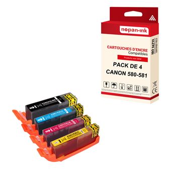 NOPAN-INK - x4 Cartouche compatible pour CANON PGI 580 XL - CLI 581 XL PGI 580XL - CLI 581XL Noir + Cyan + Magenta + Jaune () - 1