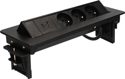 Non Communiqué Noir Arlux Lighting Bloc Prises Pivotant 3 Prises + Ports 1 Usb - 1 Usb C