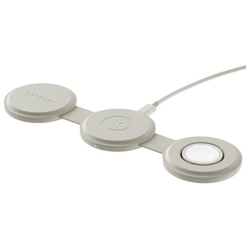 Non Communiqué Beige Chargeur Sans Fil 3-En-1 Compatible Qi2 15W Modèle Onthego Pliable Satechi