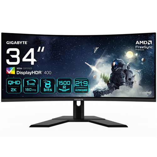 Ecran PC Gigabyte G34WQCP 34"" CURVE UWQHD/180Hz/VA/1ms/FS Premium