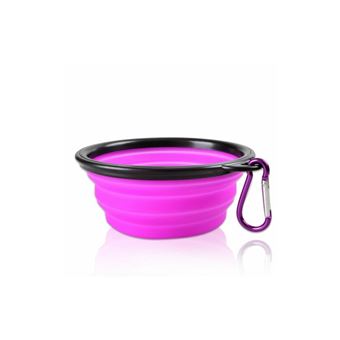 Gamelle Rétractable 2 En 1 Pour Chien/Chat – Pliable, Avec Mousqueton – Silicone Alimentaire Bleu