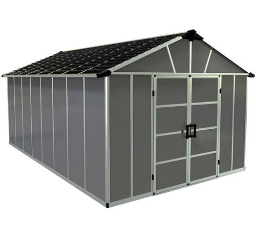 Abri de jardin 11x17.2 pieds gris anthracite avec plancher Palram 705723