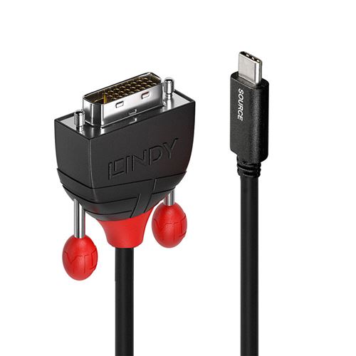 Lindy - Adaptateur vidéo - DVI-D mâle pour USB-C mâle - 0.5 m - noir - rond, vis moletées
