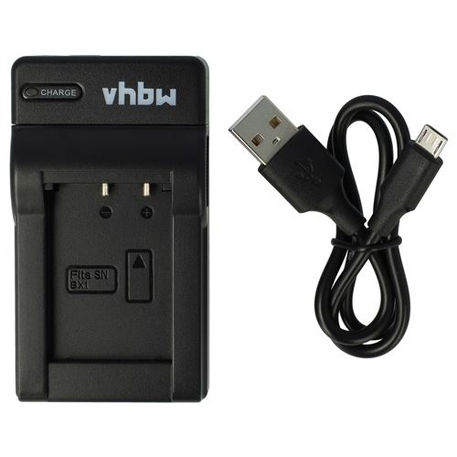 Vhbw Chargeur USB de batterie compatible avec Sony Cybershot DSC-H400V, DSC-HX60V, DSC-RX1R batterie appareil photo digital, DSLR, action cam