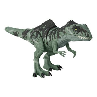 Mattel Jurassic World Figurine articulée de dinosaure, carnotaure qui charge et mord avec des sons de rugissement, attaque et morsure, jeu numérique, JKG85