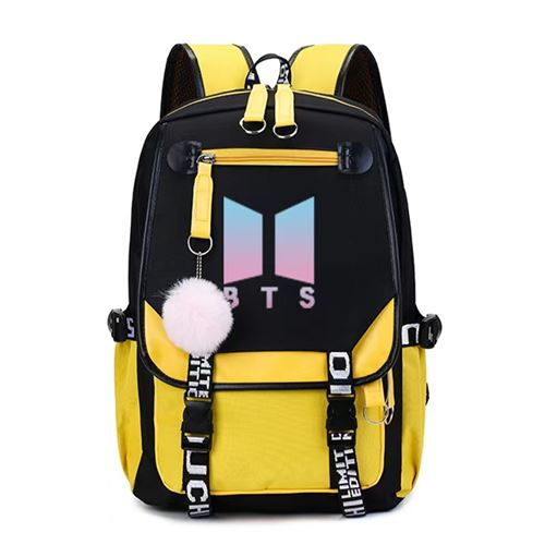 Sac à Dos BTS bangtan Boys pour Garçon et Filles (SD3461) 29*16*46 cm Noir/Jaune