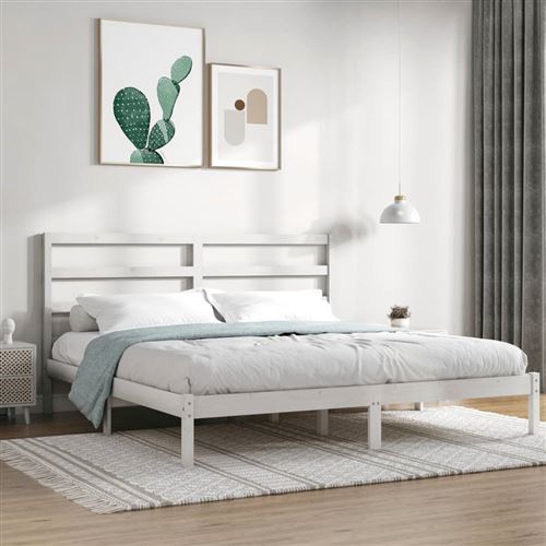 vidaXL Cadre de lit sans matelas blanc 200x200 cm bois massif de pin3104954
