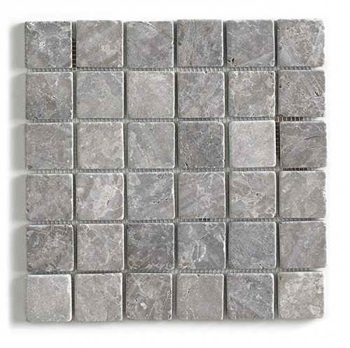 Carrelage de mosaïque/Plaque mosaïque mur et sol en marbre naturel, coloris gris mat - 30 x 30 cm - PEGANE -