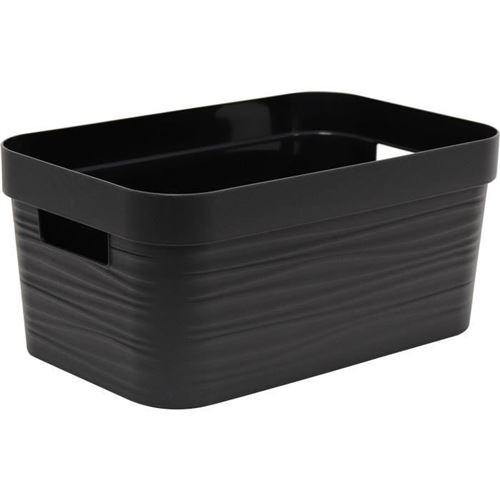 Non Communiqué Noir Boite De Rangement Decor Stone 6 L - 29,2 X 18,8 X 13,2 Cm - Eda Plastique