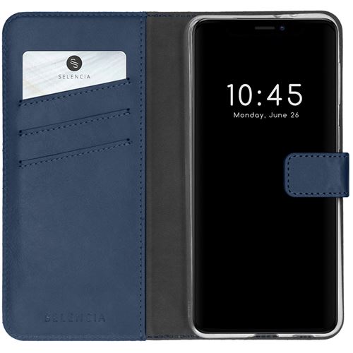 Étui de téléphone portefeuilen cuir véritabpour iPhone 13 Mini - Bleu Selencia