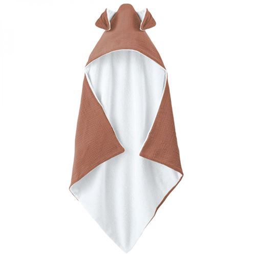 Cape, sortie de bain int&eacute;rieur 100 % coton - 75 x 75 cm - Lapin - Vieux rose -