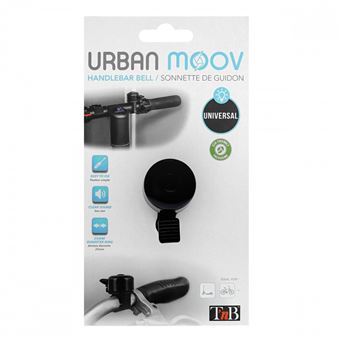 Sonnette à poussoir pour guidon T'nB Urban Moov dôme acier noir
